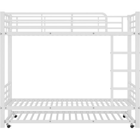 Litera de metal blanco con cama nido 90x200 cm y 90x190 cm (1/5)