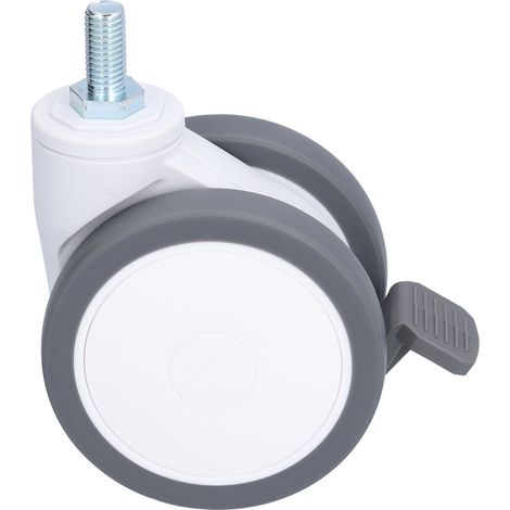 Roulettes pivotantes universelles robustes en TPR, silencieuses et avec frein, filetage M12, 10 cm (4 pouces). (1/5)