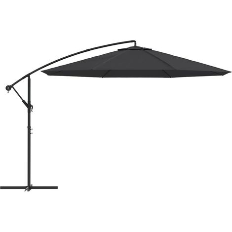 Ombrellone decentrato con palo in alluminio 350 cm nero 020008482