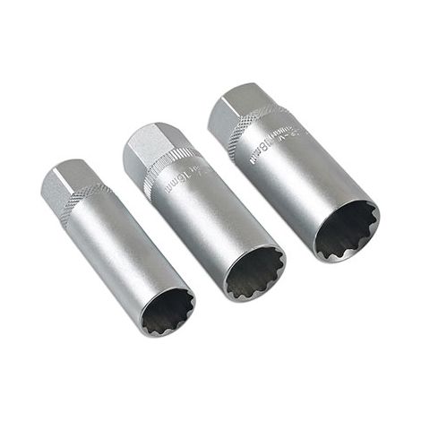 Laser Tools – Jeu de 3 douilles à bougies 14/16/18 mm – Parois minces en acier chrome-vanadium – Carré d'entraînement 3/8 – Accès facile aux moteurs modernes