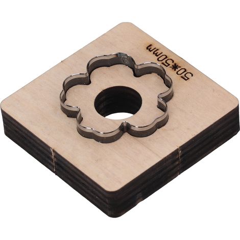 Poinçon de découpe fleur en acier allié pour cuir, support en bois inclus (1/5)