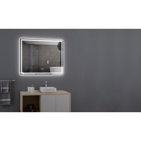 Alle Carrelage - Miroir rectangle, LED 80x100 cm avec variateur de lumière - AMBIANCE (1/4)