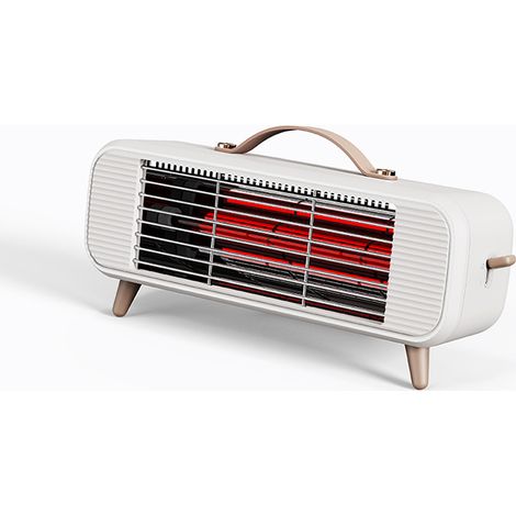 Mini radiateur PTC infrarouge silencieux pour bureau et maison 2 vitesses de chaleur, minuterie programmable ≥8h, arrêt anti-basculement + protection surcharge/court-circuit (1/4)