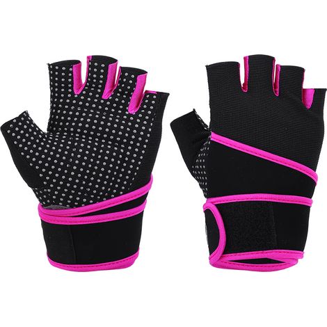 Gants d'entraînement respirants BOODUN pour musculation et fitness avec bracelet de soutien (Violet S) (1/5)
