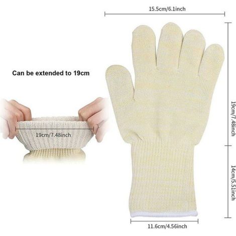 Gants de barbecue anti-chaleur - - Résistent jusqu'à 500°C - Taille universelle - Fibres d'aramide - 37x19 cm (1/4)