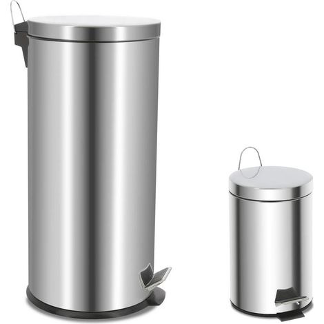 Set di pattumiere per la casa - 30 litri, 3 litri, colore argento