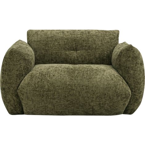Fauteuil en tissu à dossier capitonné - Vert olive - Bocca (1/5)