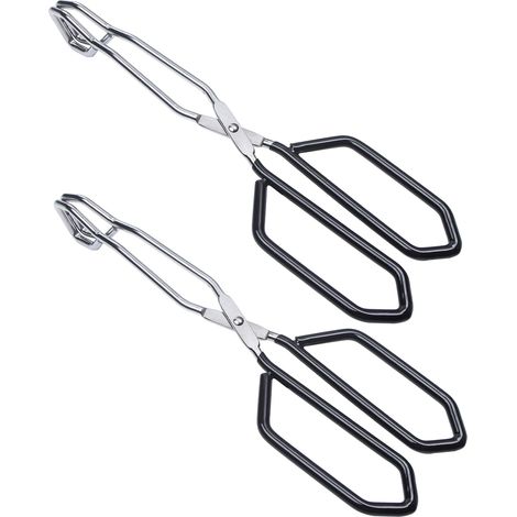 BIGSUNNY Pince ciseaux en acier inoxydable Lot de 2 Noir 28 cm Pince Barbecue Longue Pinces de Ciseaux de Barbecue Pince Retourne (1/5)