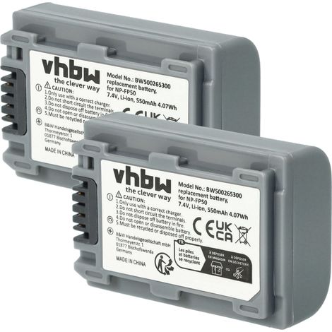 vhbw 2x Akku kompatibel mit Sony DCR-DVD202, BC-TRP, DCR-DVD105E, AC-VQP10, DCR-DVD105, DCR-DVD202E Videokamera Camcorder (500 mAh, 7,2 V, Li-Ion) (1/5)