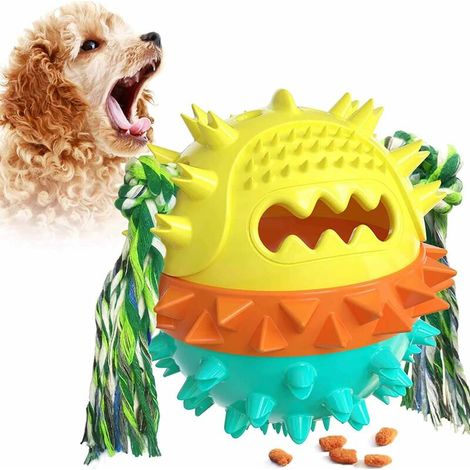 Dog Chew Toy, Dog Toothbrush Toy Flowing Food Ball with Teeth Cleaning Rope for Dog Puppy (Blue 2) (1/5)