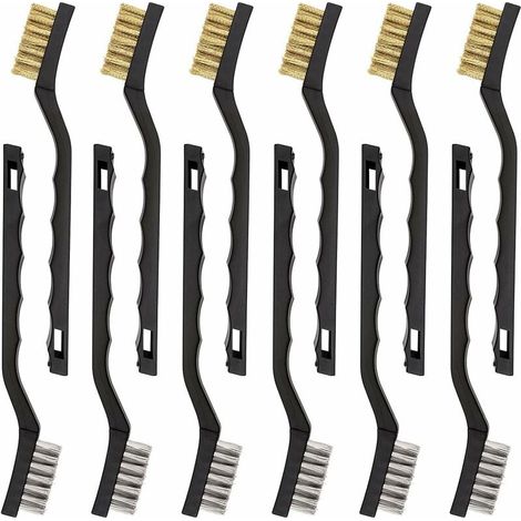 Lot de 12 mini brosses métalliques en acier inoxydable et laiton (1/5)