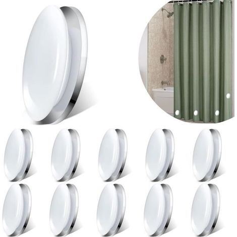 10 Poids de Rideau de Douche, Poids magnétiques pour Rideaux, Rideaux Magnétiques Ronds Poids,pour Rideau de Douche, fenêtre, nappes (1/4)