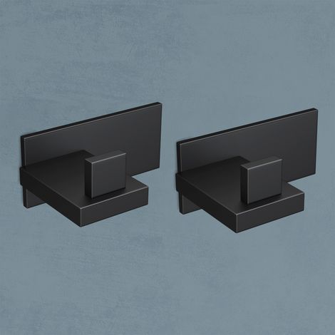 doporro Set 2 Ganci Adesivi da Parete in Acciaio Inox, Senza Forare, Antiruggine e Autoadesivi, Ideali per Bagno, Cucina o Camera da Letto, Nero Opaco (1/5)