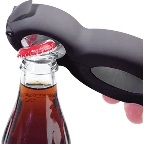Décapsuleur multifonction 6-en-1 pour bouteilles de bière, canettes, bocaux et vin — ouvre-boîte, dévisseur de bouchon, outil tout-en-un. (1/5)