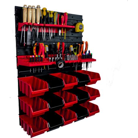 Panneau à outils d'atelier 57x78 cm + 15 plateaux (1/5)