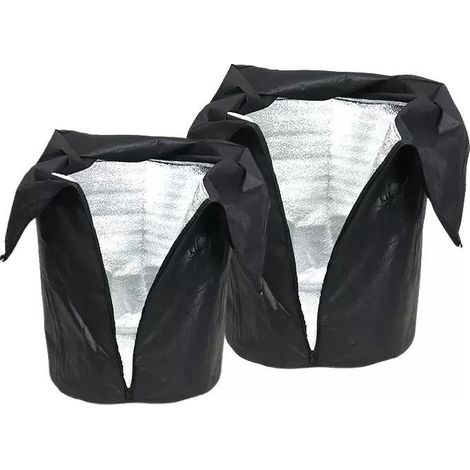 Lot de 2 housses isolantes pour pot de plante, protection anti‑gel doublure aluminium avec fermeture éclair, couverture hivernale pour bac et pot rond extérieur 45×50 cm (1/5)