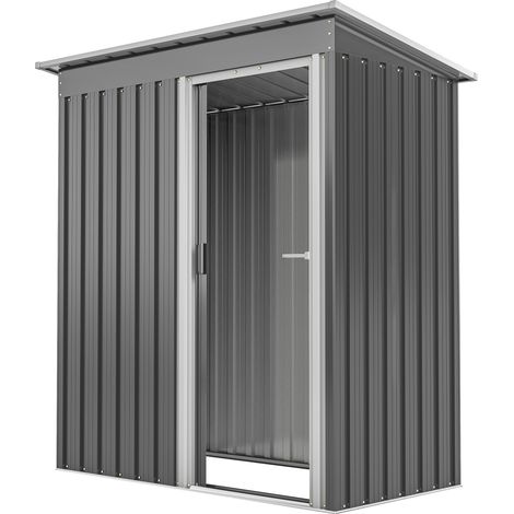 Outsunny Casetta Porta Attrezzi con Tetto Inclinato in Acciaio Grigio Chiaro