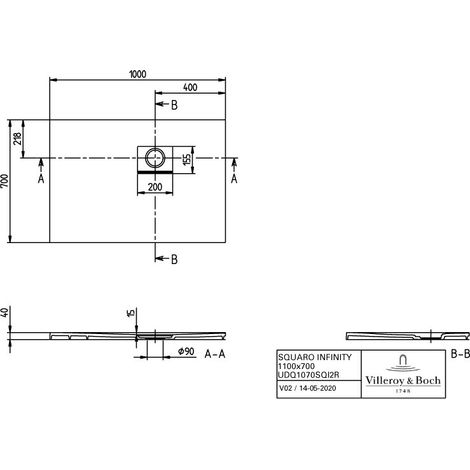 Villeroy & Boch UDQ1070SQI2RVAL DW Squaro Infinity 900x900x40mm