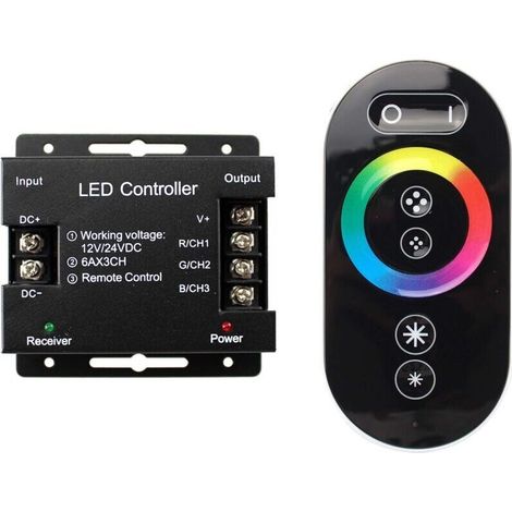 Vtizikl Variateur tactile LED RGB 12 V - 24 V - Interrupteur pour variateur d'intensité pour bandes lumineuses LED (1/4)