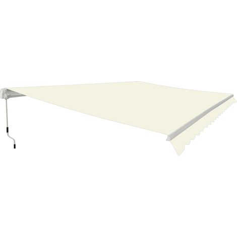 Greenbay Garden Patio Manual Retractable Awning Canopy Sun Shade Shelter Angle Adjustable 4.5x3M Cream (1/5)