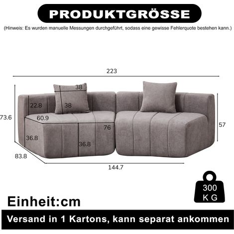 Módulo de sofá curvo de chenilla con 2 cojines, módulo de sofá semicircular, simétrico y curvo para dormitorio, sala de estar u oficina (para relajarse o tomar una siesta). (1/5)