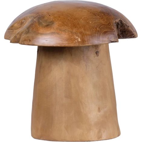 Sculpture artisanale champignon en bois de teck H. 30 cm - PLIZ 2 (1/5)