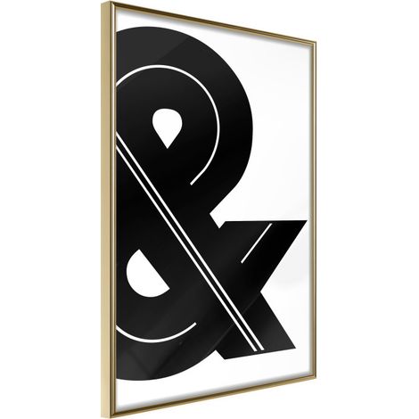 Affiche Murale Encadrée "Ampersand Black and White" 40 x 60 cm Or (1/2)