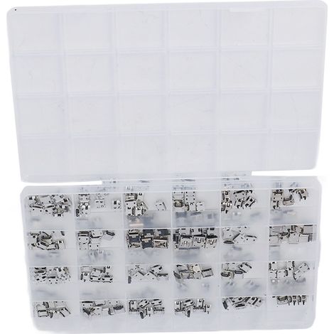 Lot de 240 connecteurs micro USB (24 types différents) en acier inoxydable pour téléphones et ordinateurs. (1/5)