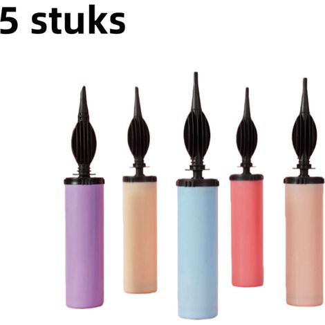 Lot de 5 - Pompe à ballons manuelle - Dispositif de gonflage de ballons - Gonfleur manuel double face long - Très efficace et facile à utiliser - Couleurs macaron - Couleur aléatoire (1/5)