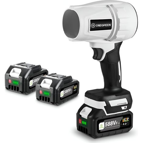Soplador con batería de 900 W, 21 V, soplador de hojas sin escobillas de calidad industrial - Blanco (1/5)