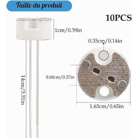 Douille GU5.3 MR16 Céramique 12V, Douille GU5.3 G4 GU4 G6.35 (1/4)