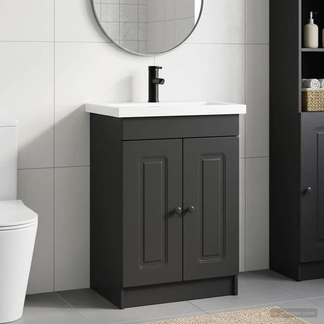 vidaXL Badezimmermöbel-Set Schwarz 56 x 37,5 x 81 cm Holzwerkstoff (1/5)