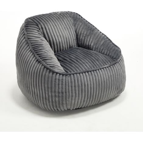Poltrona sacco in ciniglia grigio scuro con imbottitura in memory foam (1/4)