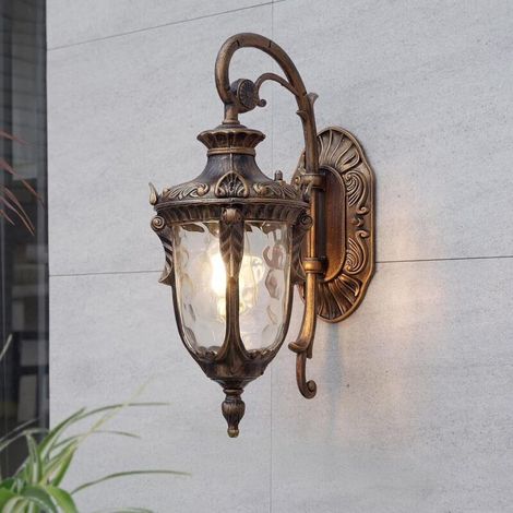 Applique Murale Extérieure – Lanterne Étanche pour Porche avec Abat-Jour en Verre Martelé Bronze Ancien (Ampoule Non Incluse) (1/5)
