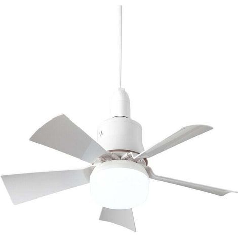 Silent Ceiling Fan with Remote Control - 5-Blade E26 Ceiling Light - Summer/Winter - Bedroom, Dining Room, White (1/4)