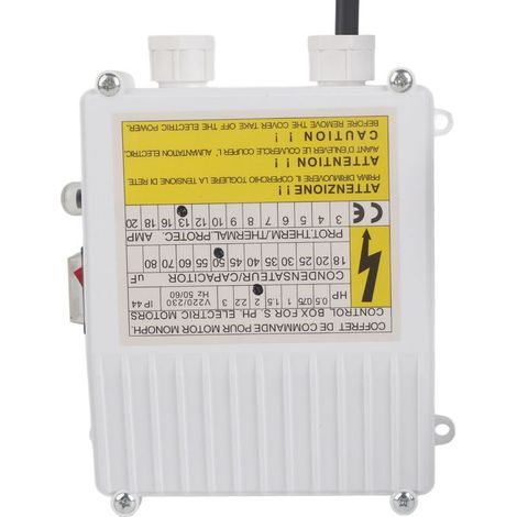 Boîtier de Commande de Pompe avec Protection Thermique et Disjoncteur pour Puits Profonds, Pompes Submersibles Domestiques 1.5KW 2HP 80uf 25A Prise EU 220V (1/5)