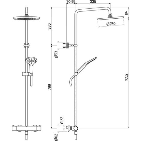 Cristina Ondyna – Colonne de douche thermostatique complète avec mitigeur – Pomme de douche orientable – Douchette monojet anticalcaire – Garantie 8 ans (1/7)