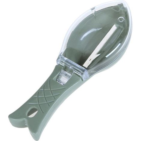 Écaillage de poisson avec couvercle, brosse pour nettoyer et peler le poisson, et récupérateur d'écailles. (1/5)