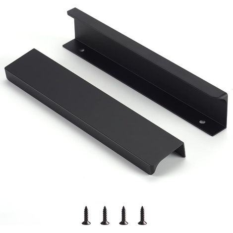 10 Pièces Poignée d'armoire Invisible Poignee de Meuble avec Vis Poignée de Tiroir Dissimulée en Alliage d'aluminium,Noir,Longueur totale 150mm (1/5)