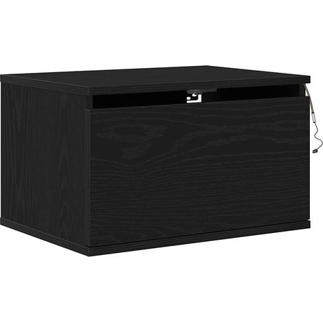 Cabinet de chevet,Table de chevet,Table de nuit mural avec tiroir Chêne noir 50 x 36 x 30 cm CFW709273 (1/5)