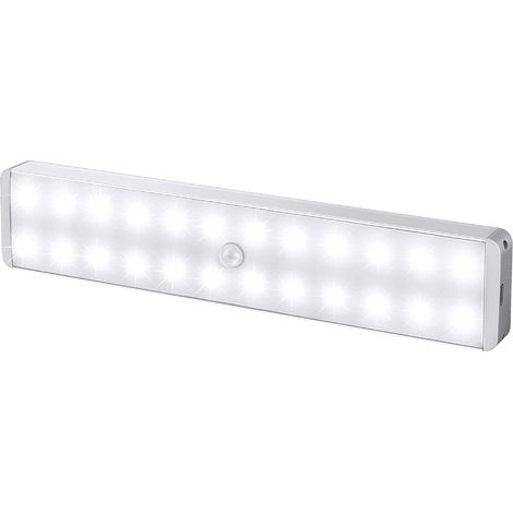 Barre Lumineuse Led - 24 Led 150 Lm - Capteur De Mouvement Et De Nuit - Rechargeable Par Usb - Sans Fil - Pour Armoire Cuisine Escalier Couloir - 1 Pièce (1/5)