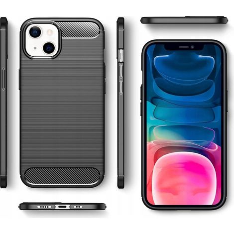 Hülle für iPhone 13 Mini Armor Carbon Hülle Schwarz + 9H gehärtetes Glas (1/4)