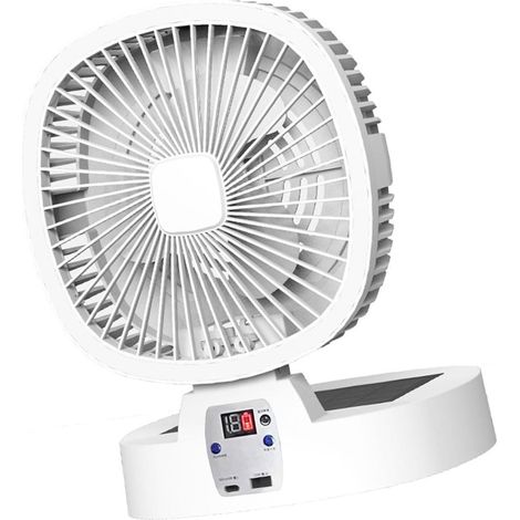 Ce ventilateur oscillant est équipé d'une batterie de 5000 mAh et d'une veilleuse LED, ce qui en fait un appareil de refroidissement idéal pour une utilisation aussi bien à l'intérieur qu'à l'extérieu (1/5)