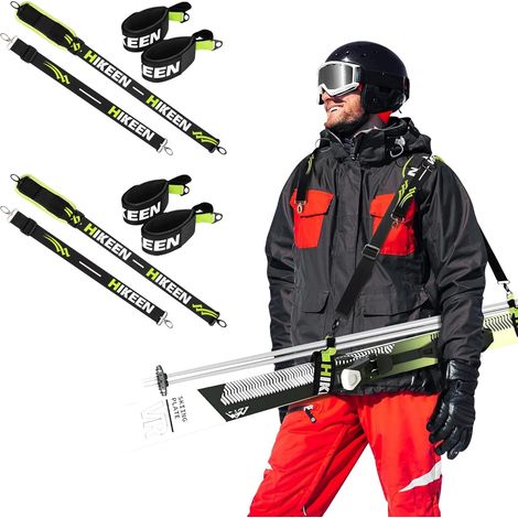 Sangle de Transport de Ski et de Bâtons, Porte-Épaule Réglable avec Bandoulière Rembourrée, Sangle de Ski avec Boucle en Métal (1/5)