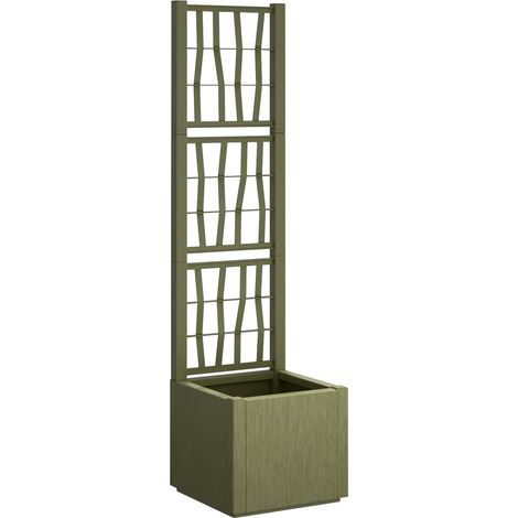 vidaXL Bac à fleurs avec Treillis Vert 36 x 36 x 140 cm PP
