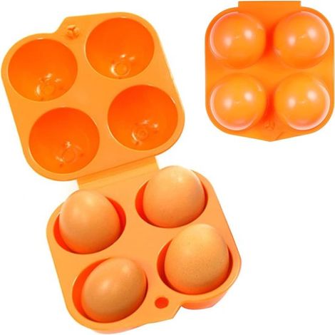 Contenitore per uova a 2 scomparti, contenitore per uova portatile, contenitore per uova in materiale PP per uso domestico, contenitore per uova ecologico per campeggio, 4 scomparti, Ora (1/5)