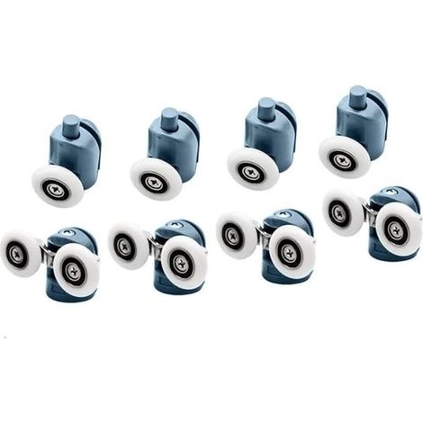 8 roulettes haut et bas pour porte de douche - Porte coulissante - Poulie - Pièces de rechange -23mm de diamètre - Salle de bain (23mm) (1/5)
