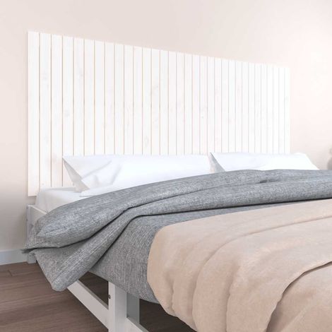 Tête de lit murale - Design industriel - Pour Lit adulte - Blanc 204x3x90 cm Bois massif de pin Chic-253264 (1/5)