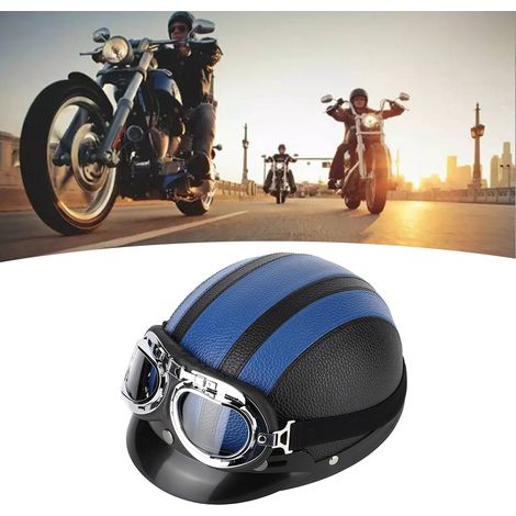 Casque de moto unisexe avec visière et lunettes de soleil RH A0318 - Maintient la chaleur (Noir/Bleu - Taille unique) (1/5)