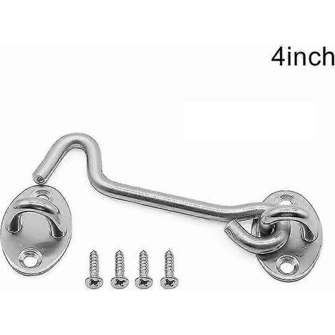 Crochet de cabine en acier inoxydable, robuste et antirouille, loquet de porte de portail, plusieurs tailles, installation facile, 10 cm (4 pouces). (1/5)